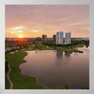 Póster Country Club al atardecer, Aventura, Florida