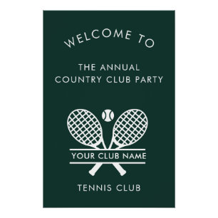 Póster Country Club Nombre Equipo de Tenis Eventos Bienve