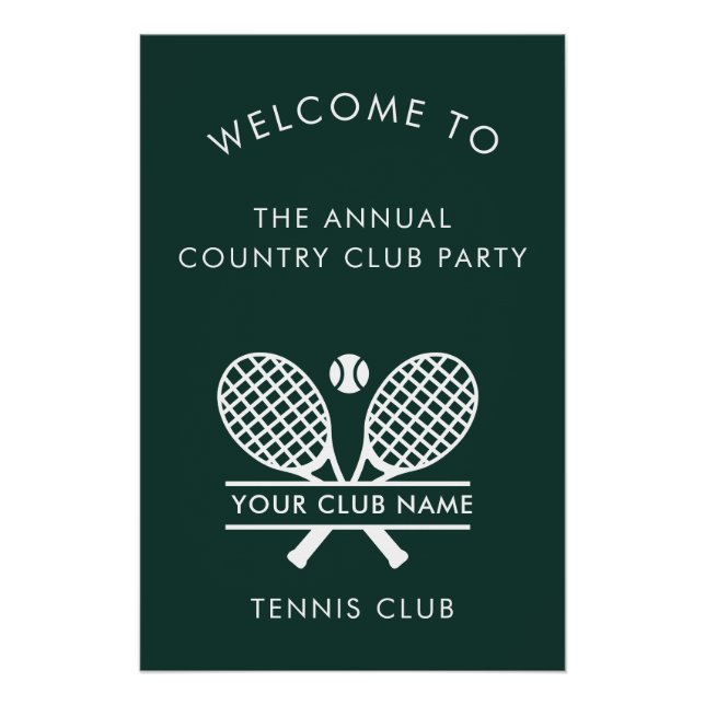 Póster Country Club Nombre Equipo de Tenis Eventos Bienve (Anverso)