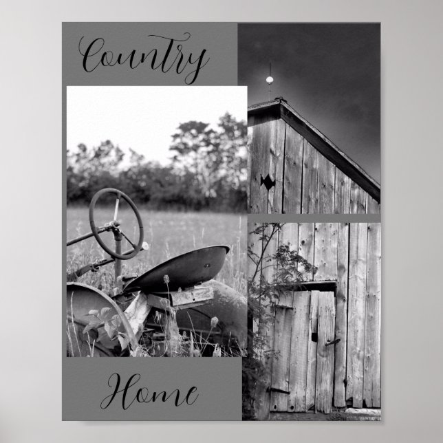 Póster "Country Home" Tractor Barn Collage (Frente)