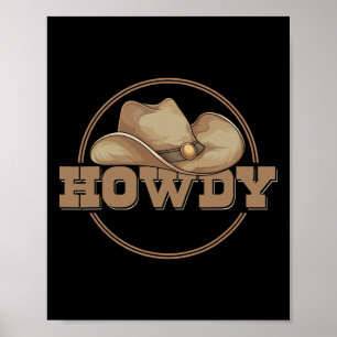 Póster Country Howdy Cowboy Gorra Western Cowboy