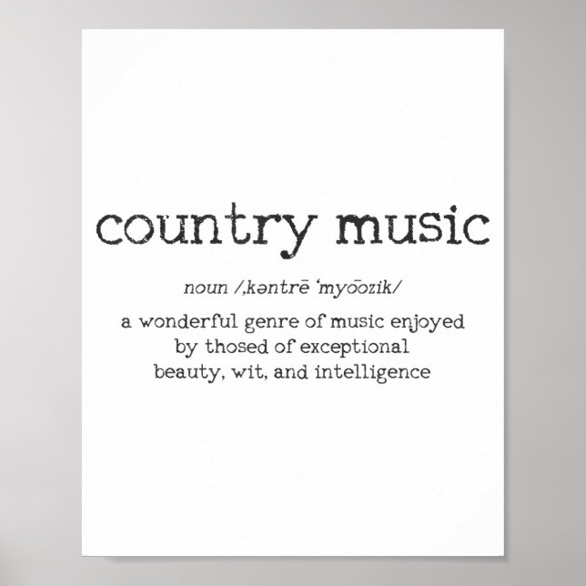 Póster Country Music Definition Funny Saying Musician Gif (Frente)