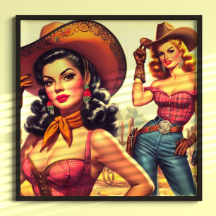 Póster Country Western Pin-up