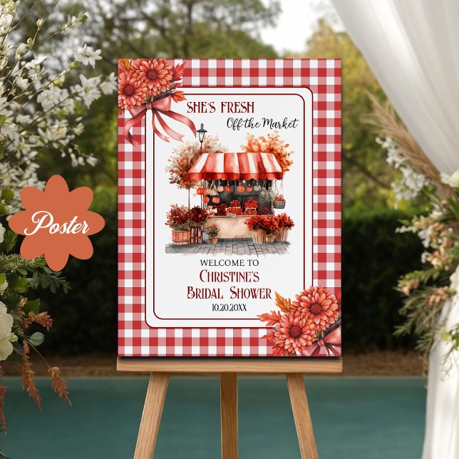 Póster Countryside Picnic Gingham Bridal Shower Welcome (Subido por el creador)