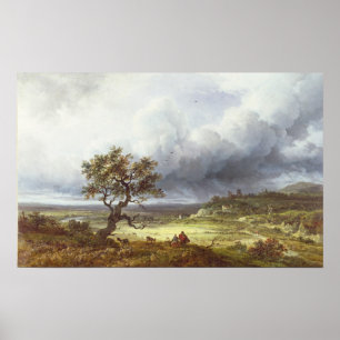 Póster Countryside under a Stormy Sky