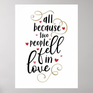 Póster Couple Gift All Because Two People Fell In Love