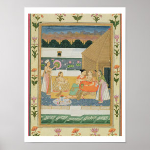 Póster Couple on a terrace at sunset, from the Small Cliv