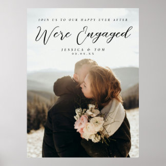 Póster Couple Photo Engagement Party Welcome Sign Poster
