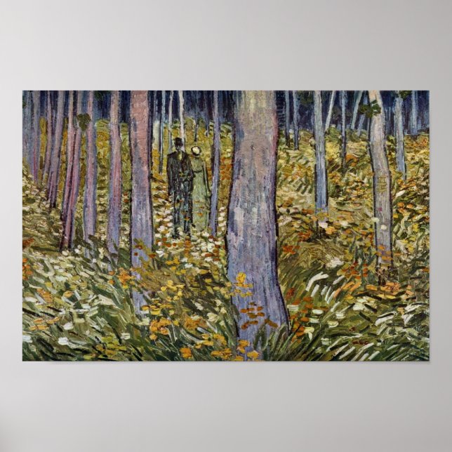 Póster Couple Walking In The Forest By Vincent Van Gogh (Frente)