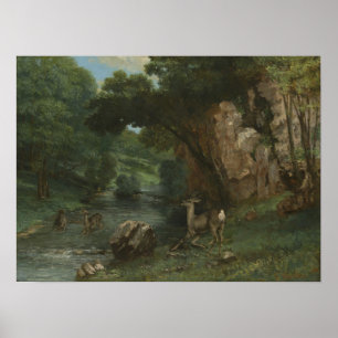 Póster Courbet - Corzo En Un Arroyo