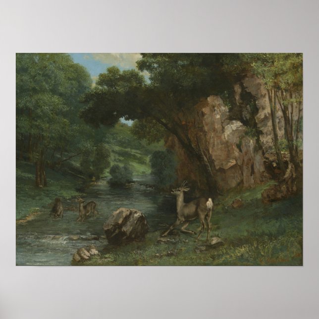 Póster Courbet - Corzo En Un Arroyo (Frente)