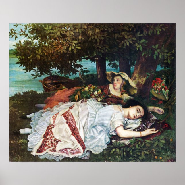 Póster Courbet Jóvenes damas a orillas del Sena (Frente)
