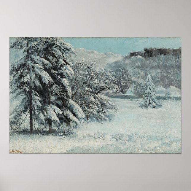 Póster Courbet - Paisaje invernal (Frente)