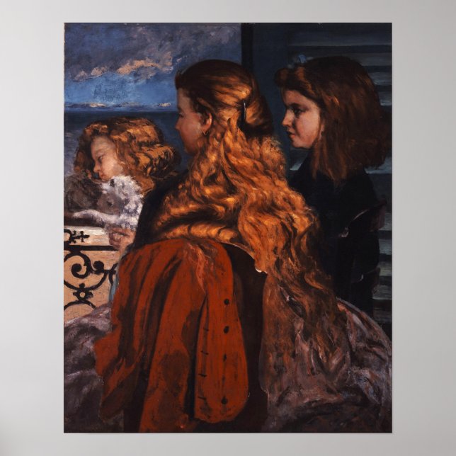 Póster Courbet - Tres jóvenes inglesas (Frente)