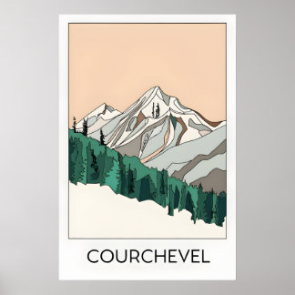 Póster Courchevel Alps Ski Resort Vintage Art Poster
