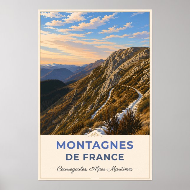 Póster Coursegoules, France – Mountain Peaks (Frente)