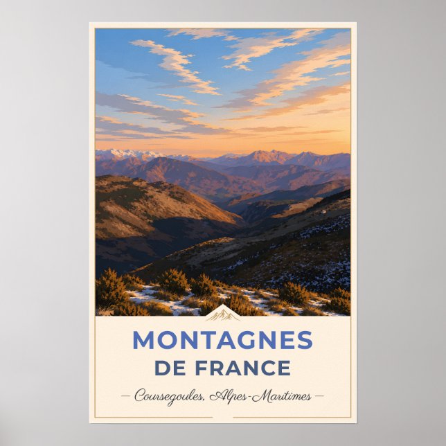Póster Coursegoules, France – Valley Sunset (Frente)