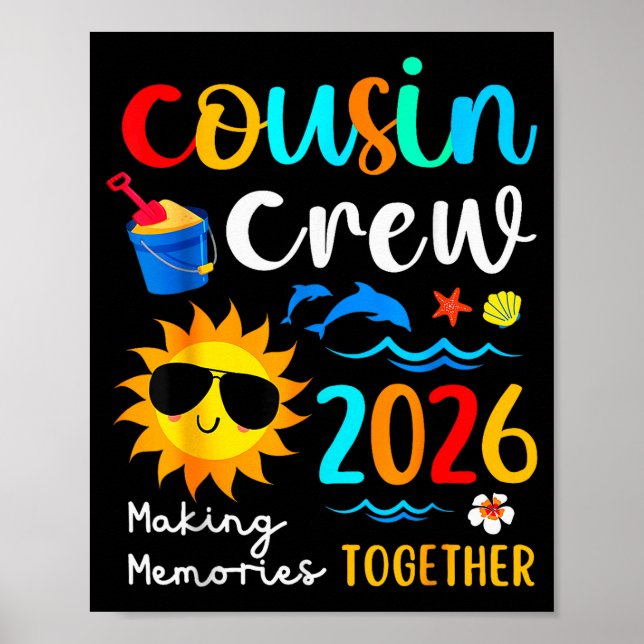 Póster Cousin Crew 2026 Summer Vacation Beach Family Trip (Frente)