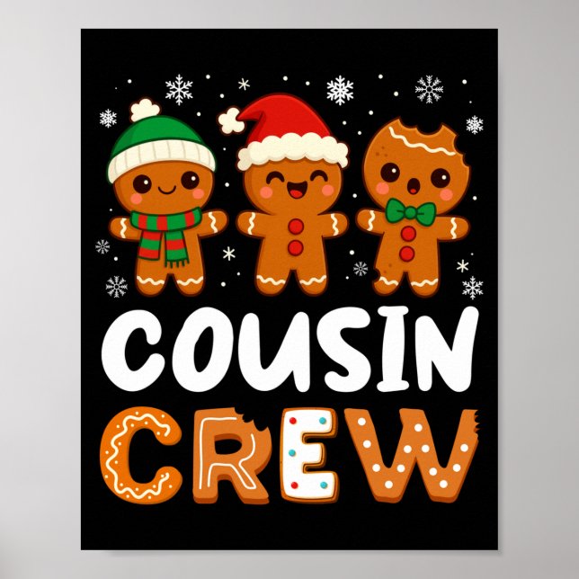 Póster Cousin Crew Christmas 2025 Cookie Kids Boy Girl Fa (Frente)