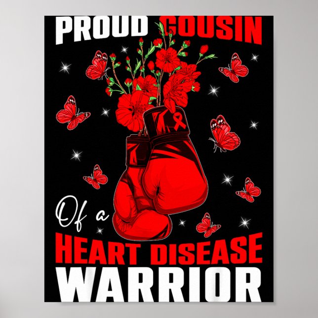 Póster Cousin Of A Heart Warrior Heart Disease Awareness  (Frente)
