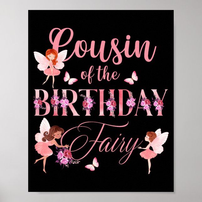 Póster Cousin Of The Birthday Fairy First Birthday Family (Frente)
