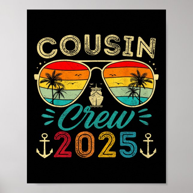 Póster Cousins Cruise 2025 Grupo Familiar Coincidente Ver (Frente)