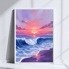Póster Cove de Algodón de Azúcar | Océano Rosa Pintado co