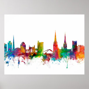 Póster Coventry England Skyline