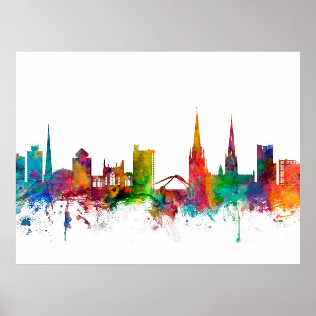 Póster Coventry England Skyline (Frente)
