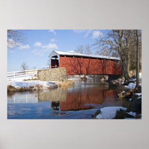 Póster Covered Bridge in Winter