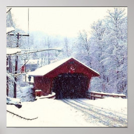 PÓSTER COVERED BRIDGE IN WINTER