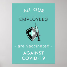 Póster Covid-19 All Employees Vaccinated Safety Custom 