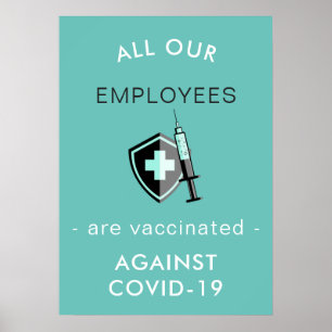 Póster Covid-19 All Employees Vaccinated Safety Custom