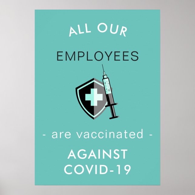 Póster Covid-19 All Employees Vaccinated Safety Custom  (Frente)