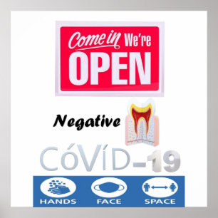 Póster Covid 19 Dentista Open Rótulo Poster Matte