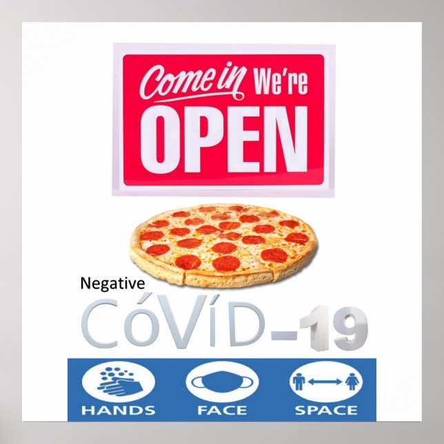 Póster Covid 19 Pizzeria Store Open Sign Poster Matte (Frente)