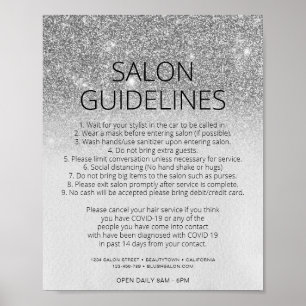 Póster Covid Health Safety Silver Purpurina Hair Salon Gl