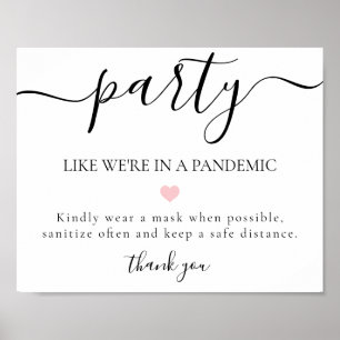 Póster Covid Social Distancing Wedding Reception Sign