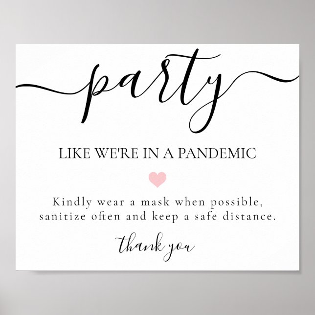 Póster Covid Social Distancing Wedding Reception Sign (Frente)