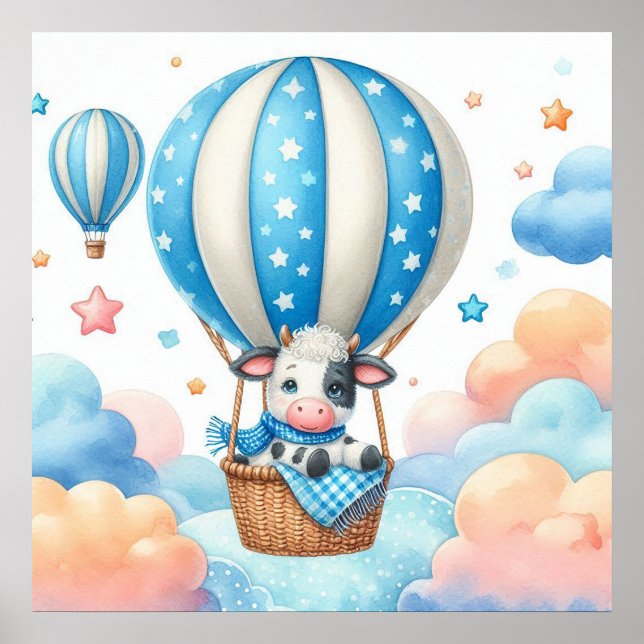 Póster Cow Air Balloon Boy (Frente)