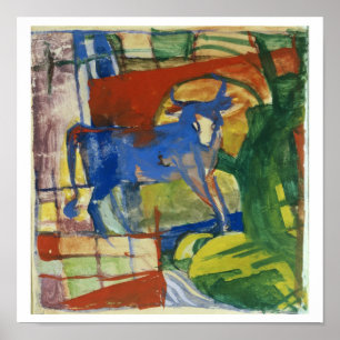 Póster Cow azul, 1914 (tempera en el papel)