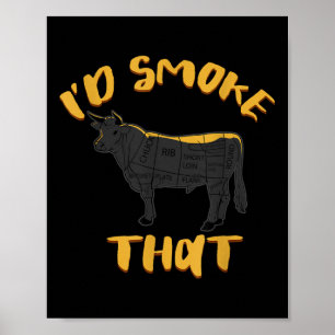 Póster Cow Bbq Grilling Funny Meat Amantes Del Humor Sarc