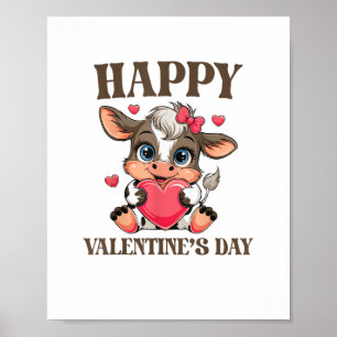 Póster Cow El día de San Valentín Heart Gifts tys gracios