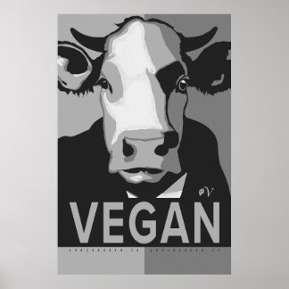 Póster Cow Pop Art Poster in Black and White - Vegan 