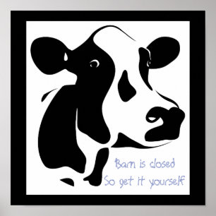 Póster Cow Poster-Barn Está Cerrado Consíguelo Usted Mism