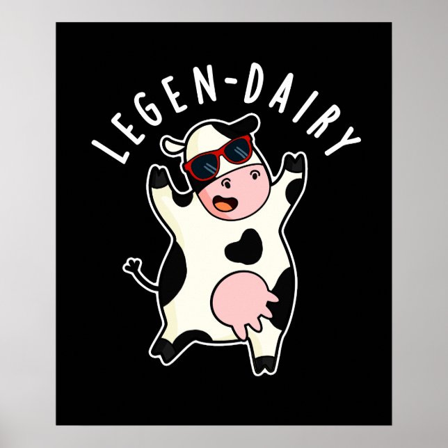 Póster Cow Pun Dark BG Funny Legen-dairy (Frente)