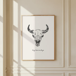 Póster Cow Skull Long Live Cowboys Western Wild West Wall