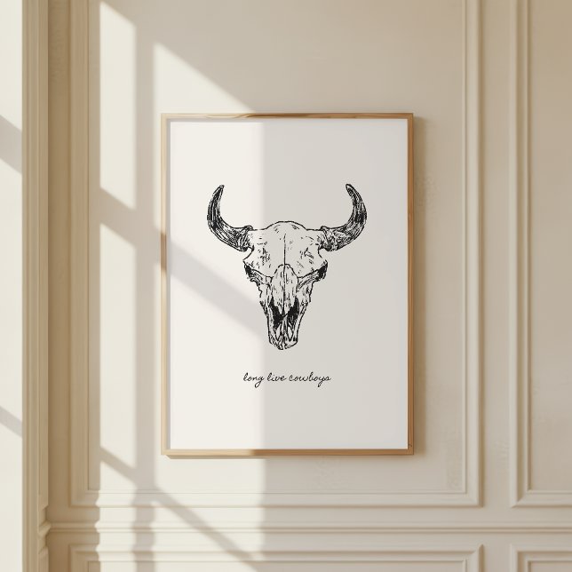 Póster Cow Skull Long Live Cowboys Western Wild West Wall (Subido por el creador)
