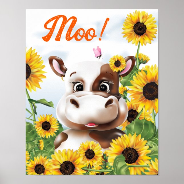 Póster Cow Sunflower Farm (Frente)