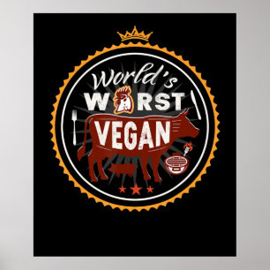 Póster Cow Worlds Worlds Peor Carne Vegan BBQ